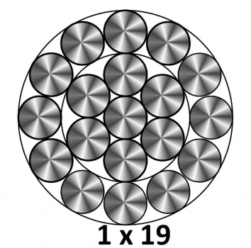 1x19 Bowdenzugseil, Edelstahl